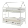 Lits superposés cabane 2 x 90 x 190 cm - 2 tiroirs - Pin - Blanc - CHORI