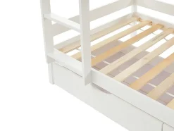 Lits superposés cabane 2 x 90 x 190 cm - 2 tiroirs - Pin - Blanc - CHORI