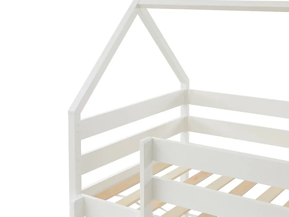 Lits superposés cabane 2 x 90 x 190 cm - 2 tiroirs - Pin - Blanc - CHORI