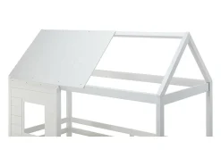 Lits superposés cabane 2 x 90 x 190 cm - Pin et MDF - Blanc + Matelas - LIDOVARA