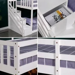 Lits superposés pour enfants 190x90cm blanc CELESTINE - HAPPY GARDEN