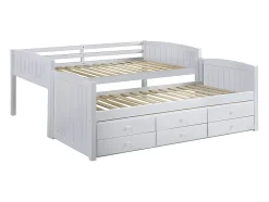 Lits superposés séparables ANCHISE II - 2 x 90 x 190 cm - Avec rangements - Pin blanc