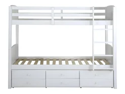 Lits superposés séparables ANCHISE II - 2 x 90 x 190 cm - Avec rangements - Pin blanc