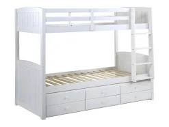 Lits superposés séparables ANCHISE II - 2 x 90 x 190 cm - Avec rangements - Pin blanc