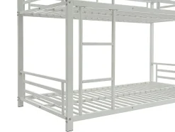 Lits superposés triple 3 x 90 x 190 cm - Métal - Blanc + Matelas - ELOUAN III