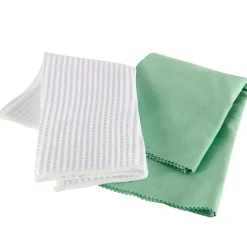 Lot 2 chiffons de nettoyage pour vitres microfibre GoodHome blanc L.32 x l.32cm
