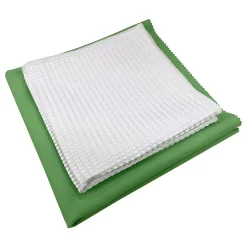 Lot 2 chiffons de nettoyage pour vitres microfibre GoodHome blanc L.32 x l.32cm