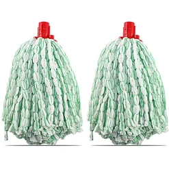 Lot 2 mop, serpillère à franges pour balai, recharge vadrouille, tête de rechange de balai en microfibre super absorbante- H 30 cm