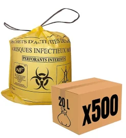 Lot 500 Sacs DASRI Jaune pour déchets à risques infectieux 15L 20L 100L Litres Taille - 20L-DASRI