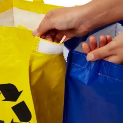 Lot 3 sacs de recyclage ménagers l.31 x H.44 cm bleu, vert et jaune