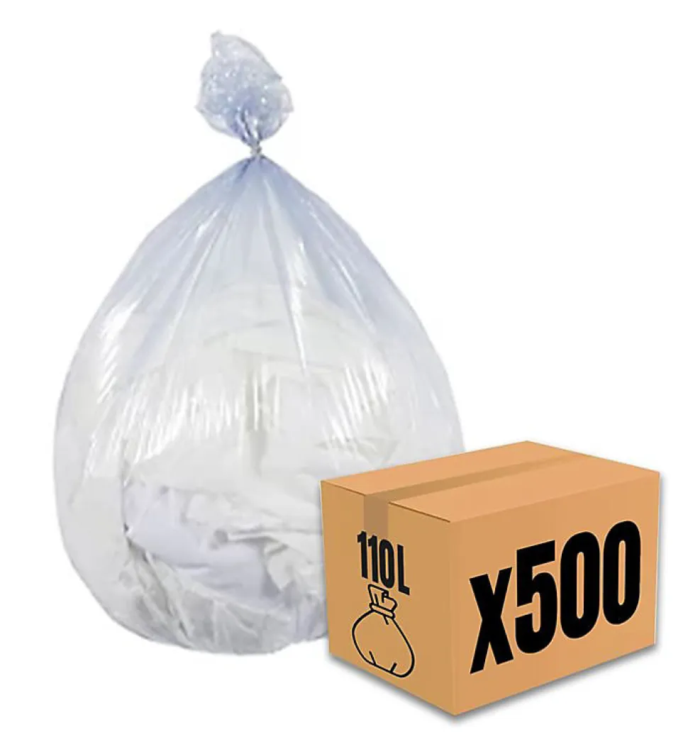 Lot 500 sacs poubelle à déchet Rouleaux de 20L 30L 50L 100L 110L 130L Litres Taille - 110L-TRANSP