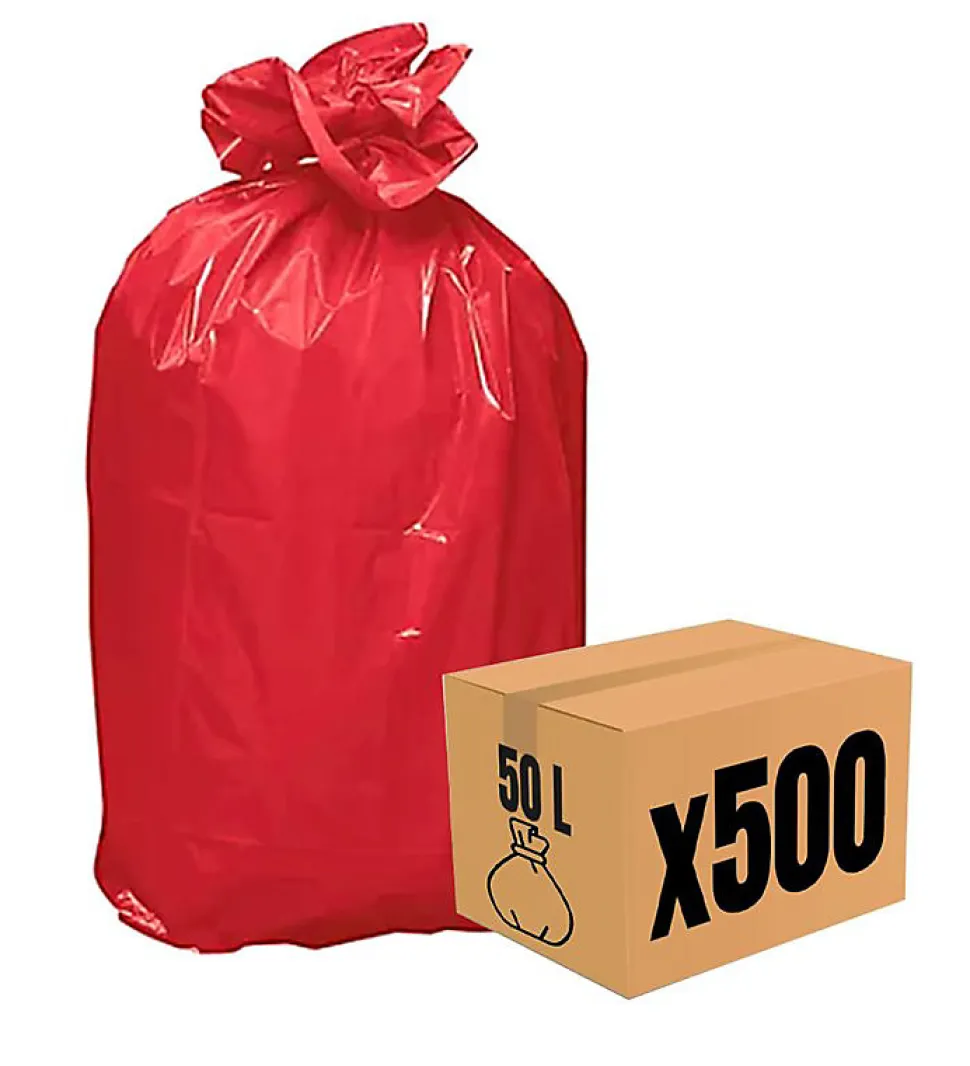 Lot 500 sacs poubelle à déchet Rouleaux de 20L 30L 50L 100L 110L 130L Litres Taille - 50L-ROUGE