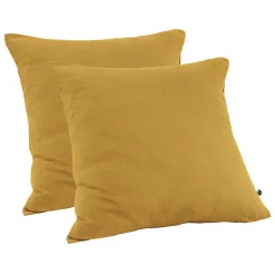 Lot 2 taies d'oreillers 60x60 cm double gaze de coton jaune - PEPA 1