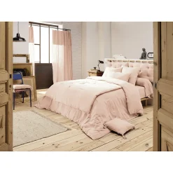 Lot 2 taies d'oreillers 60x60 cm double gaze de coton rose - PEPA 1