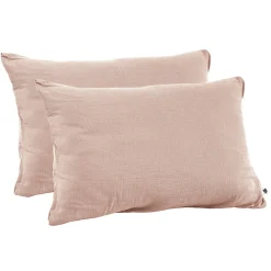 Lot 2 taies d'oreillers 50x70 cm double gaze de coton rose - PEPA 2