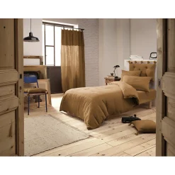 Lot 2 taies d'oreillers 50x70 cm double gaze de coton camel - PEPA 2