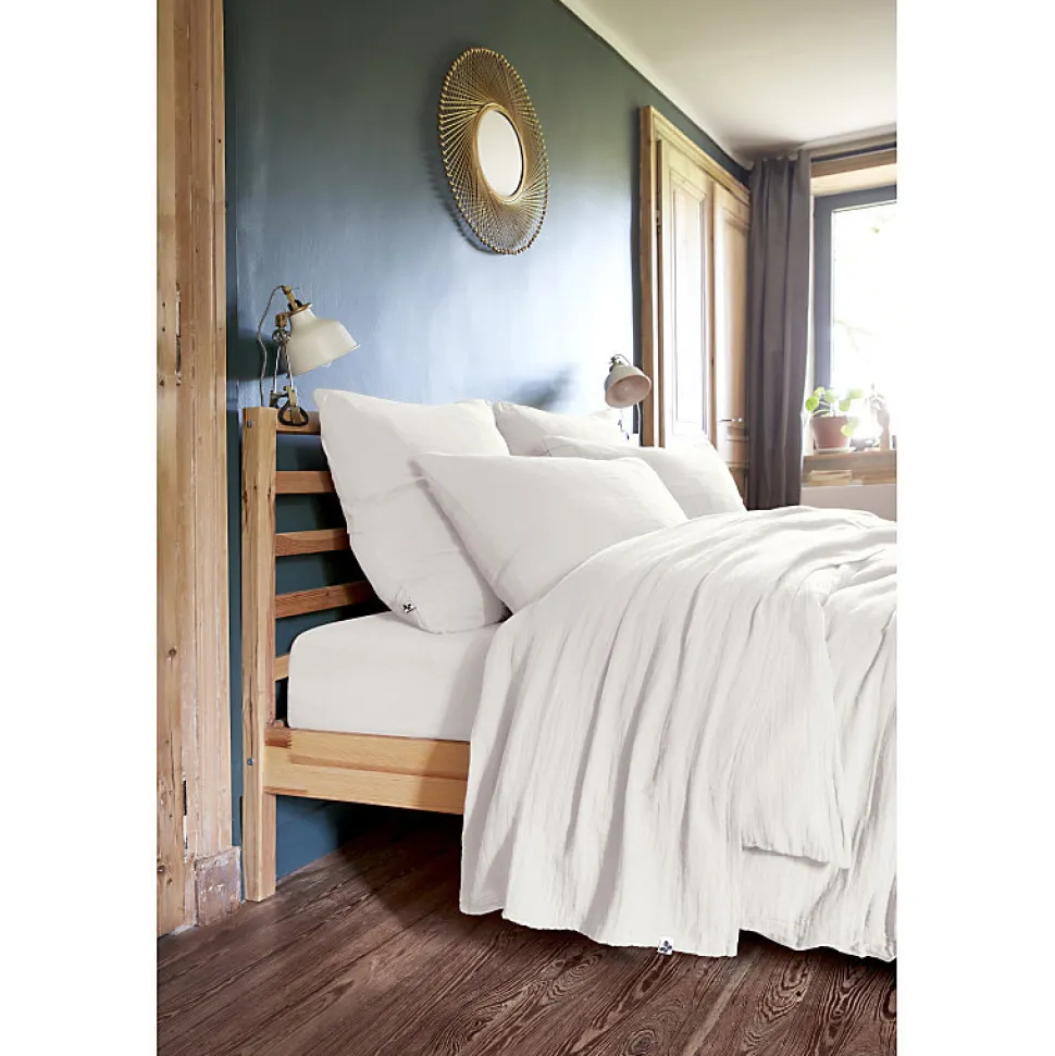 Lot 2 taies d'oreillers 60x60 cm double gaze de coton blanc - PEPA 1