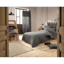 Lot 2 taies d'oreillers 50x70 cm double gaze de coton gris - PEPA 2