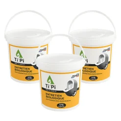 Lot 3 x entretien biologique Ti'Pi pour urinoir sans eau en pot de 175 lingettes - Produit 2 en 1 - Nettoyant et détartrant