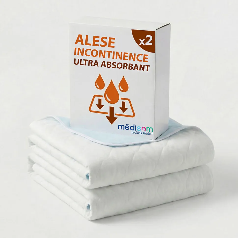 Lot de 2 Alèses Imperméables 90x85 cm - Adulte Sénior - Lavage à 90C - Grande absorption - Oeko-Tex