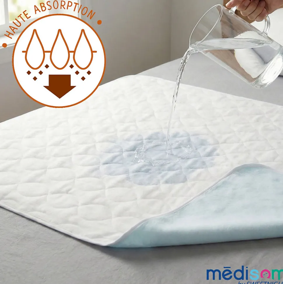 Lot de 2 Alèses Imperméables 90x85 cm - Adulte Sénior - Lavage à 90C - Grande absorption - Oeko-Tex