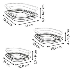 Lot de 3 Bassines Retractable Grises 3+5+10L - Gris- 5five