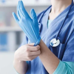 Lot de 5 boites de 100 gants en nitrile jetables - non poudrés - Taille XL - Bleu - Vivezen