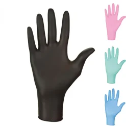 Lot de 2 boites de 100 gants en nitrile jetables - non poudrés - Taille M - Noir - Vivezen