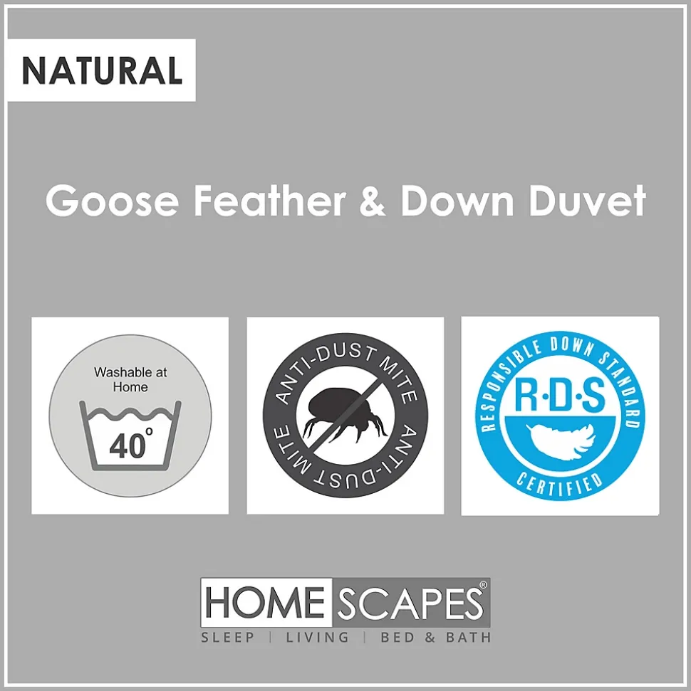 Lot de 2 couettes 4 saisons 260 x 220 cm en duvet et plumes d'oie 9 + 4.5 Tog - HOMESCAPES