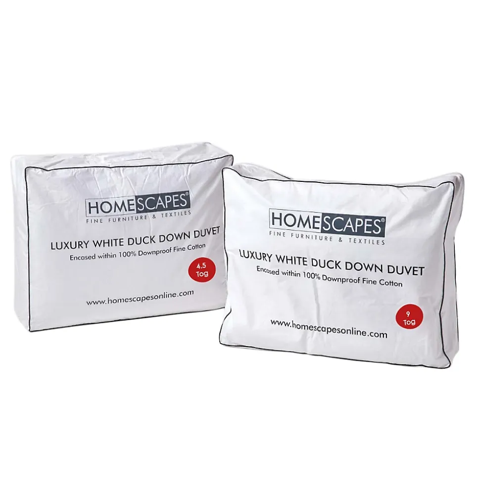 Lot de 2 Couettes de Luxe 4 saisons en duvet de canard 9 + 4.5 Tog, 135 x 200 cm - HOMESCAPES
