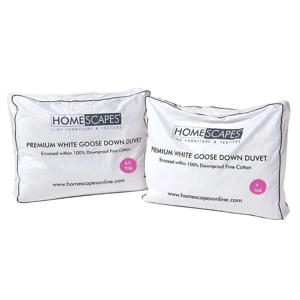 Lot de 2 Couettes Premium 4 saisons en duvet d'oie 9 + 4.5 Tog, 200 x 200 cm - HOMESCAPES