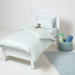 Lot de 2 draps housse lit bébé en coton égyptien 330 fils bleu, 70 x 140 cm - HOMESCAPES