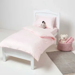 Lot de 2 draps housse lit bébé en coton égyptien 330 fils rose, 60 x 120 cm - HOMESCAPES
