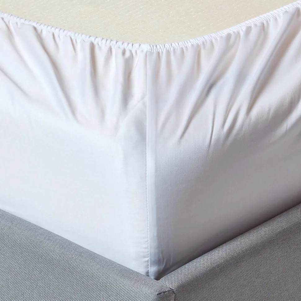 Lot de 2 draps housse lit bébé en coton égyptien bio 400 fils blanc, 70 x 140 cm - HOMESCAPES