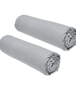 Lot de 2 draps housses TODAY Essential - 140 x 190 cm - 2 personnes - 100% Coton - Acier