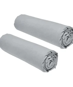 Lot de 2 draps housses TODAY Essential - 160 x 200 cm - 2 personnse 100% Coton - Acier