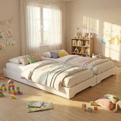 Lot de 2 lits empilables BINGO 90x190 + 2 sommiers / Blanc