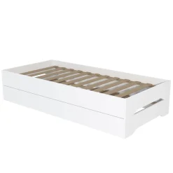 Lot de 2 lits empilables BINGO 90x190 + 2 sommiers / Blanc