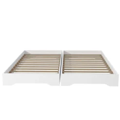 Lot de 2 lits empilables BINGO 90x190 + 2 sommiers / Blanc