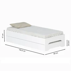 Lot de 2 lits empilables BINGO 90x190 + 2 sommiers / Blanc