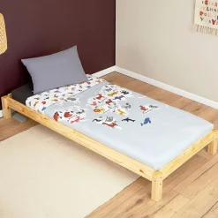 Lot de 2 lits superposables 80x190 cm RINO en pin massif, vernis naturel