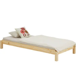 Lot de 2 lits superposables 80x190 cm RINO en pin massif, vernis naturel