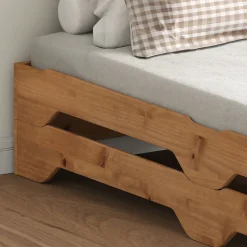 Lot de 2 lits superposables RONNY en bois massif 90 x 200 cm - Coloris chêne