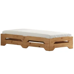 Lot de 2 lits superposables RONNY en bois massif 90 x 200 cm - Coloris chêne