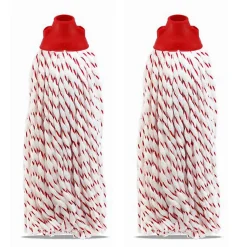 Lot de 2 mop, serpillère à franges pour balai, tête de balai, recharge lave sol, tête de rechange en microfibre, 150 gr