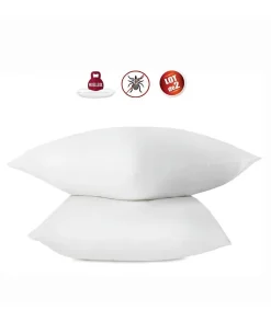 Lot de 2 oreillers anti-acariens - 60 x 60 cm - 100% coton traité Bio - ABEIL