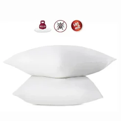 Lot de 2 oreillers anti-acariens - 60 x 60 cm - 100% coton traité Bio - ABEIL