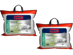Lot de 2 oreillers DODO ergonomiques à mémoire de forme - 45x70 cm - VEGETAL