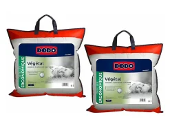 Lot de 2 oreillers DODO ergonomiques à mémoire de forme - 60x60 cm - VEGETAL
