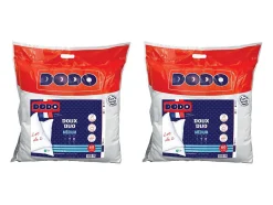 Lot de 2 oreillers DODO toucher peau de pêche - 60 x 60 cm - DOUX DUO